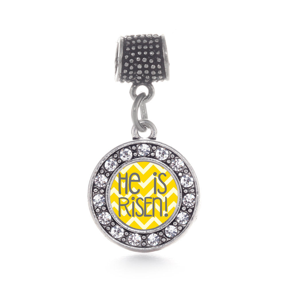He is Risen Yellow Chevron Patterned Circle Charm