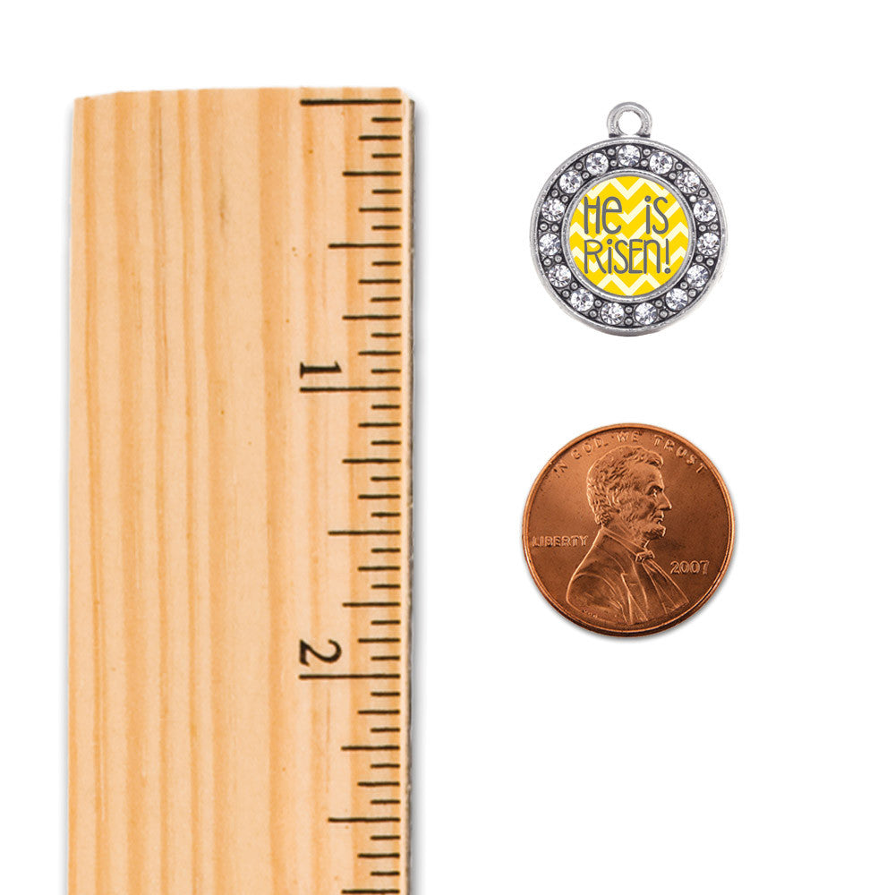 He is Risen Yellow Chevron Patterned Circle Charm
