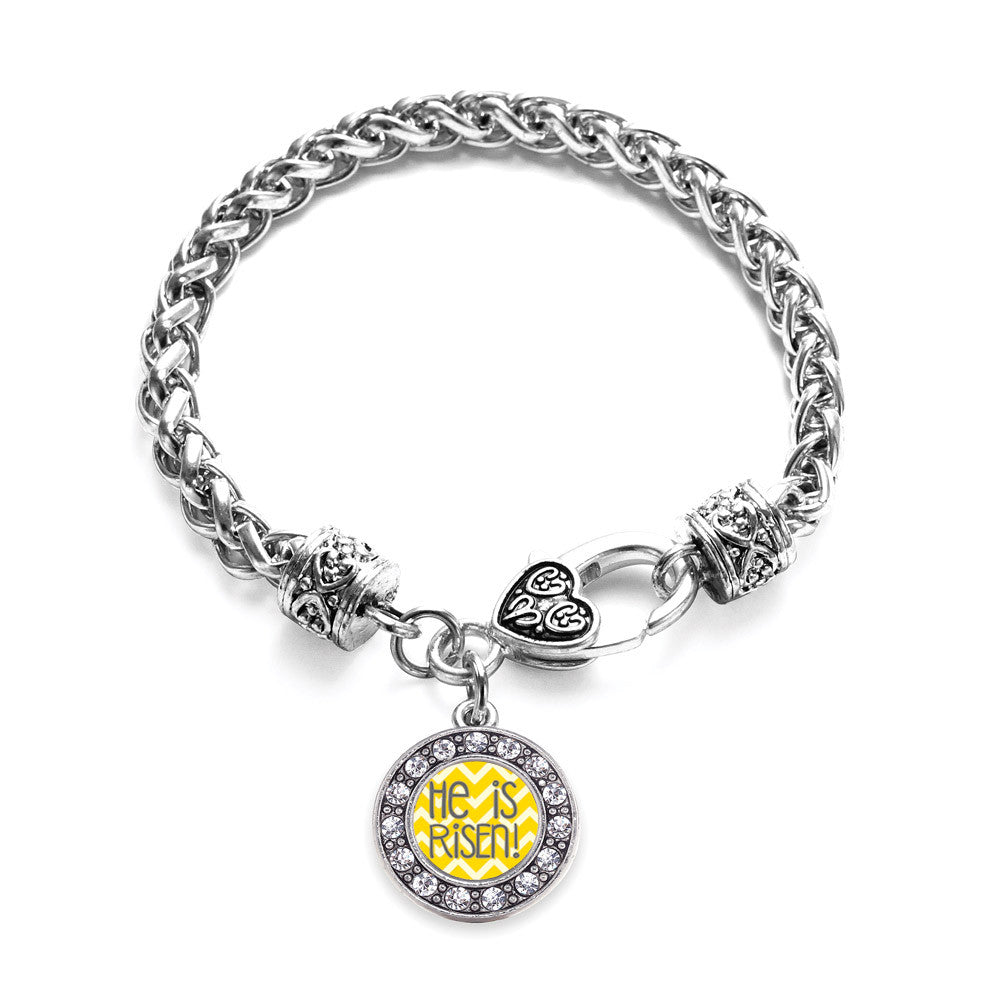 He is Risen Yellow Chevron Patterned Circle Charm