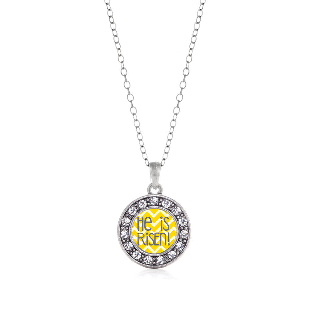 He is Risen Yellow Chevron Patterned Circle Charm