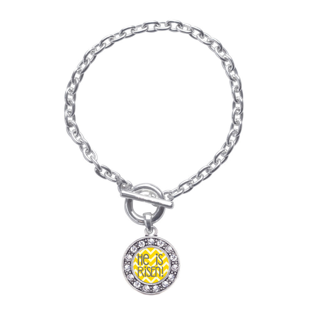 He is Risen Yellow Chevron Patterned Circle Charm