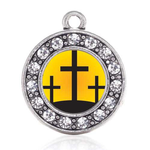 Three Crosses Circle Charm