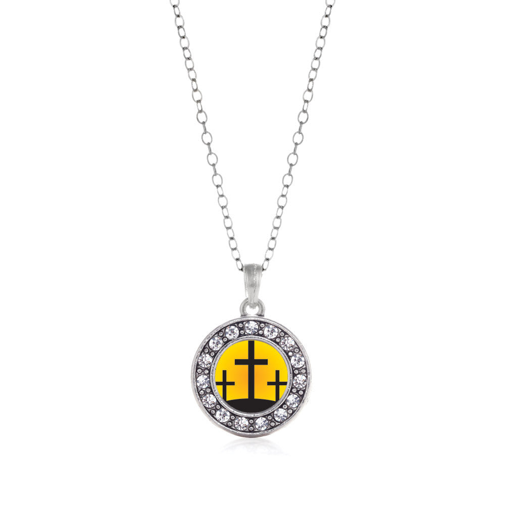 Three Crosses Circle Charm