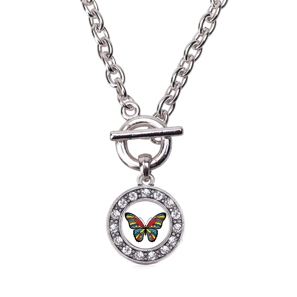 Autism Awareness Butterfly Circle Charm