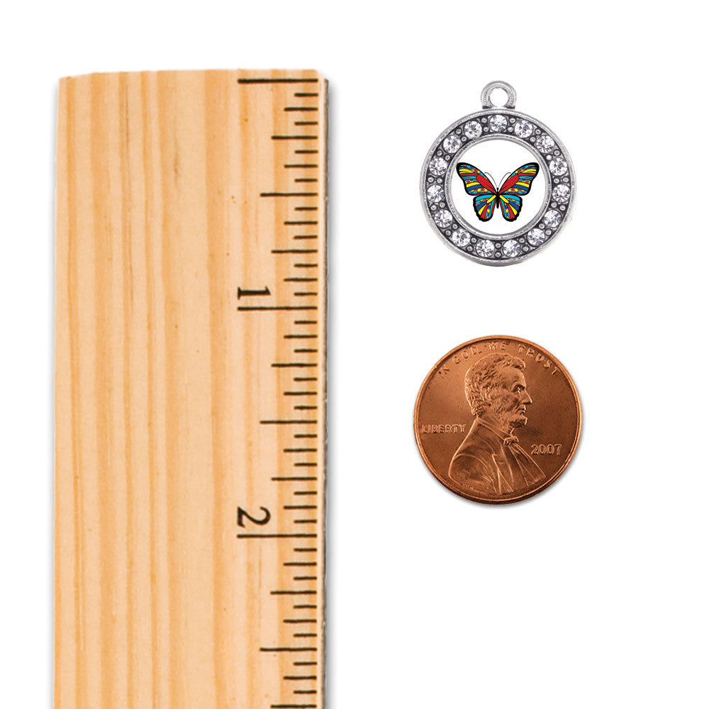 Autism Awareness Butterfly Circle Charm