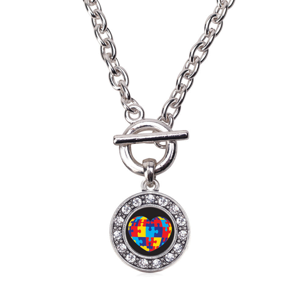 Autism Awareness Heart Circle Charm