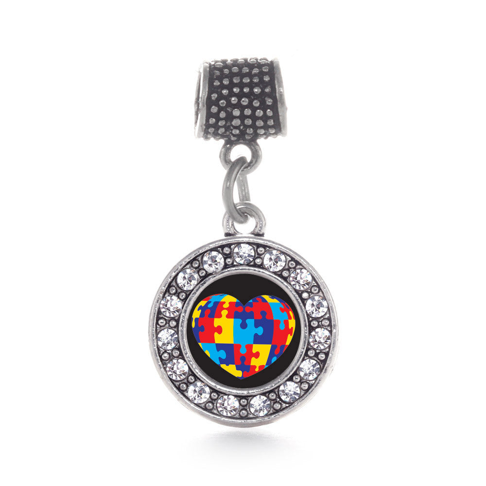 Autism Awareness Heart Circle Charm