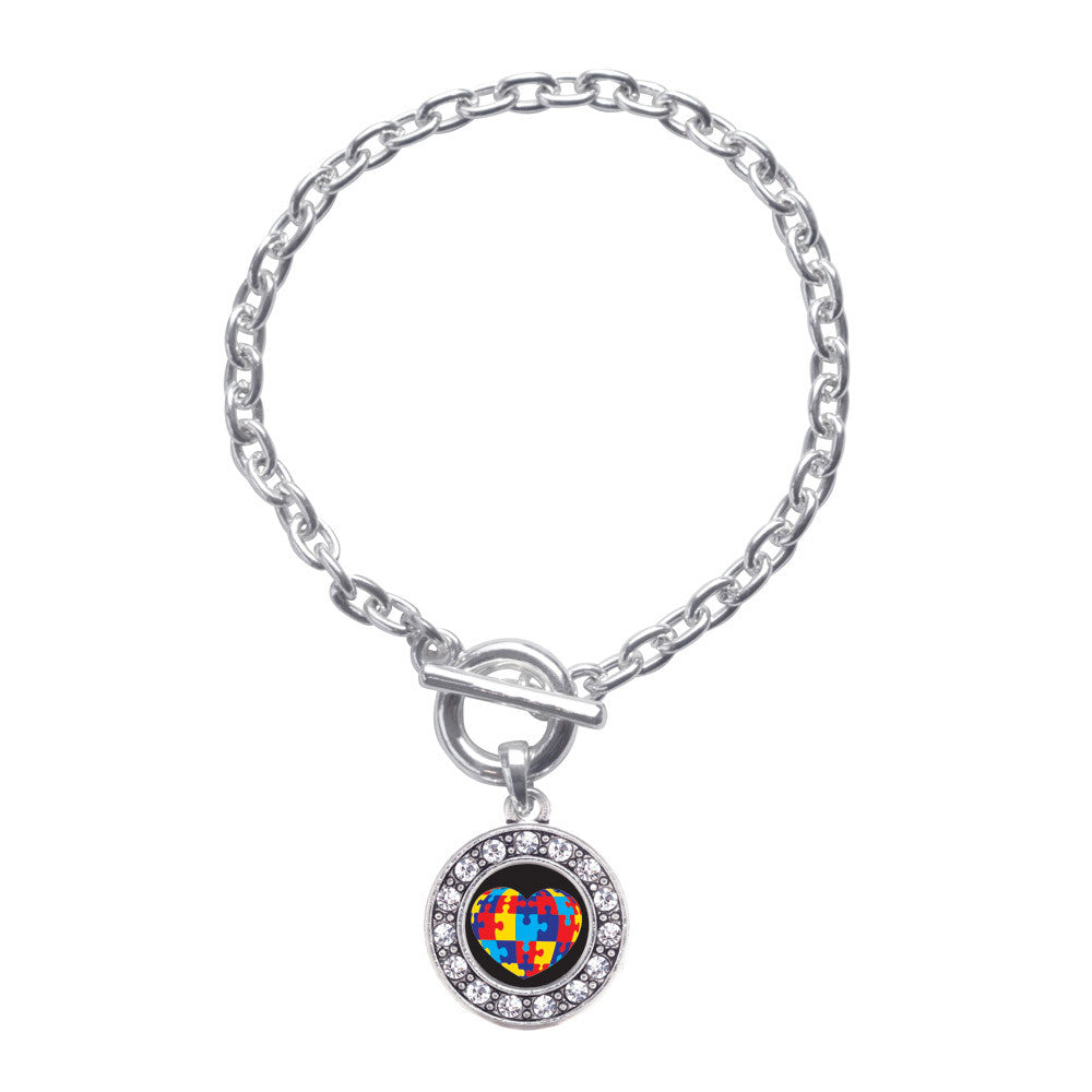 Autism Awareness Heart Circle Charm