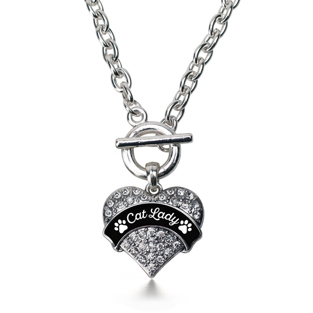 Cat Lady - Paw Prints Pave Heart Charm