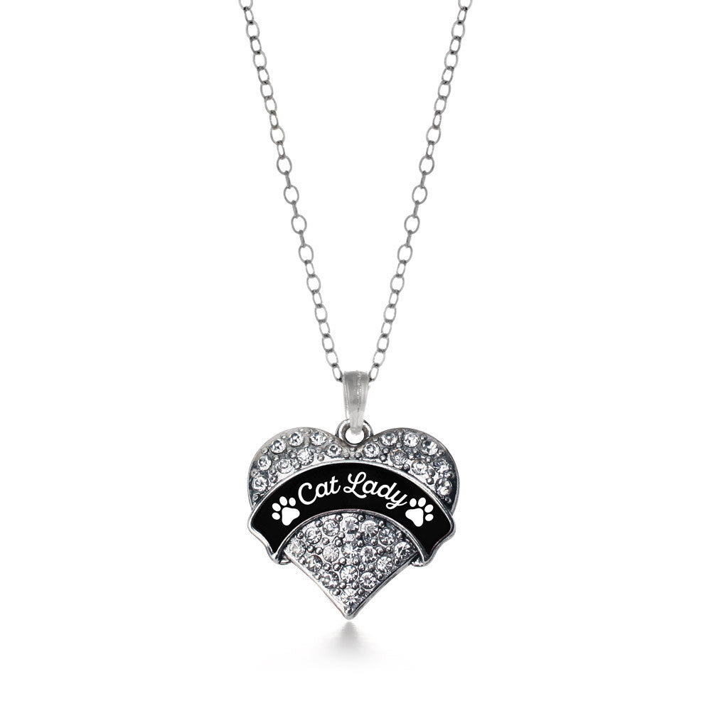 Cat Lady - Paw Prints Pave Heart Charm