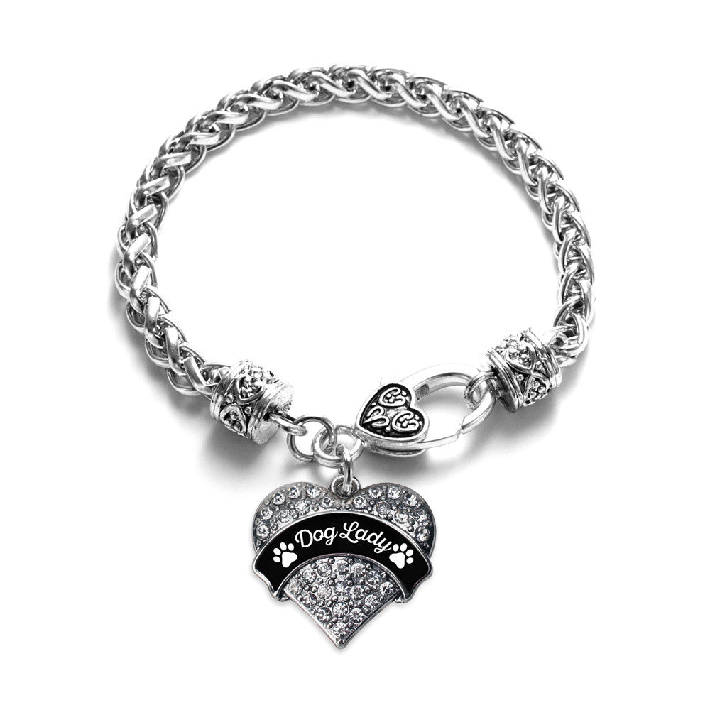 Dog Lady - Paw Prints Pave Heart Charm