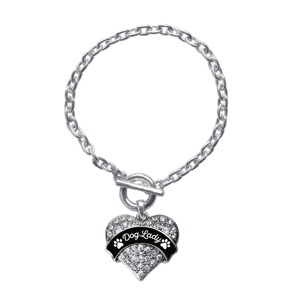 Dog Lady - Paw Prints Pave Heart Charm