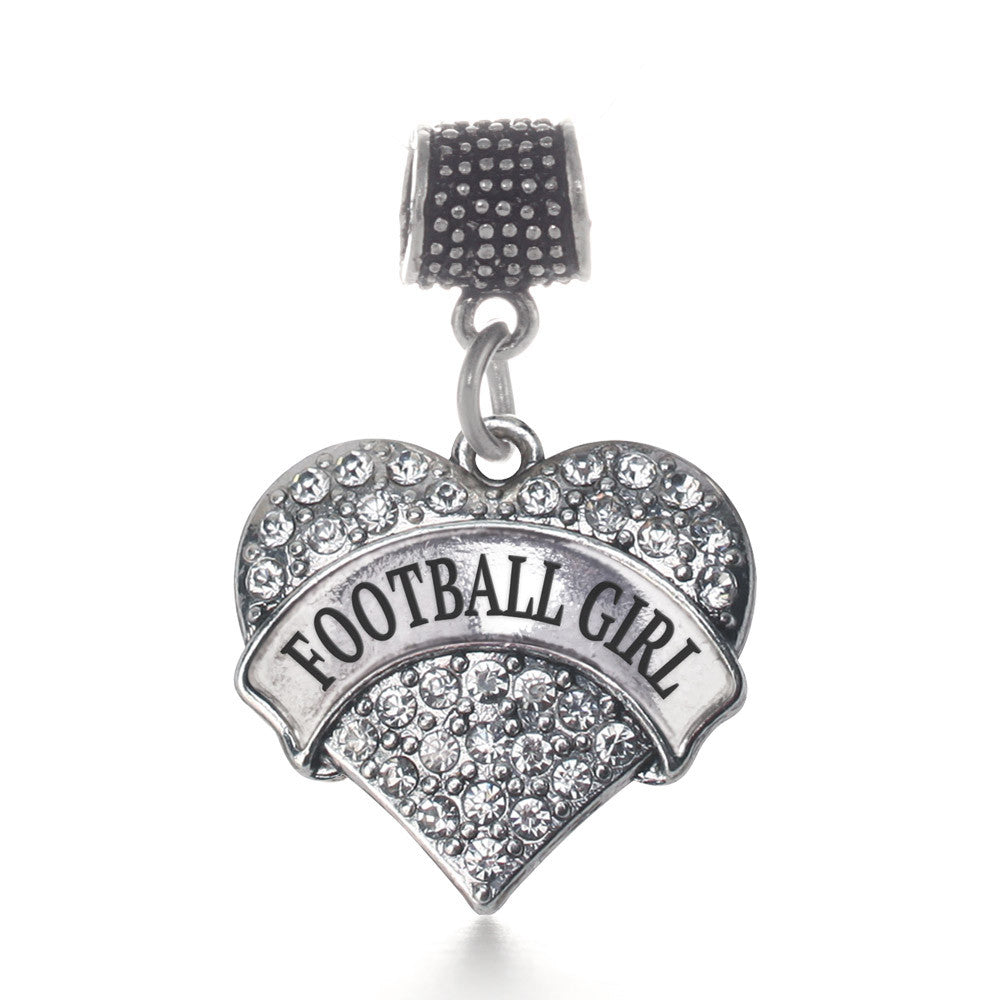 Football Girl Pave Heart Charm