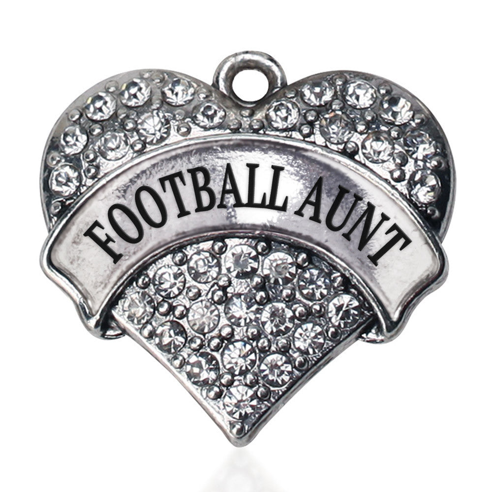 Football Aunt Pave Heart Charm