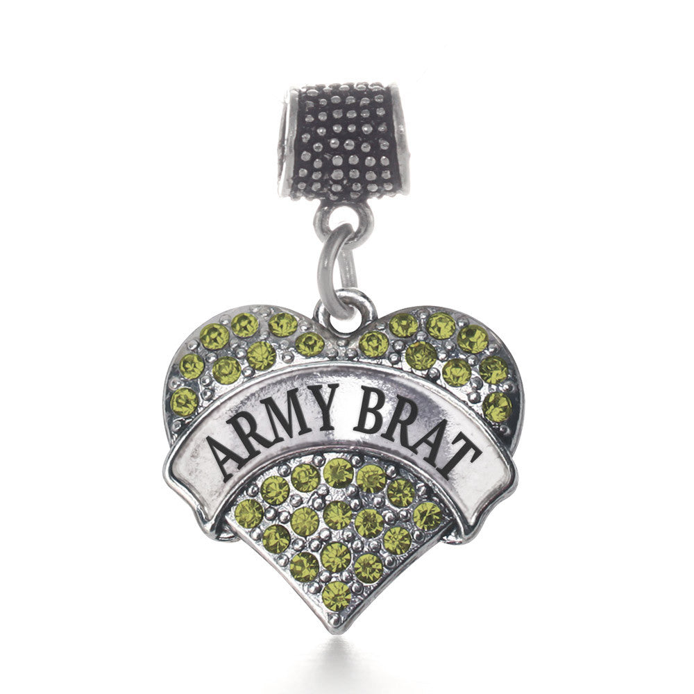 Army Brat Pave Heart Charm