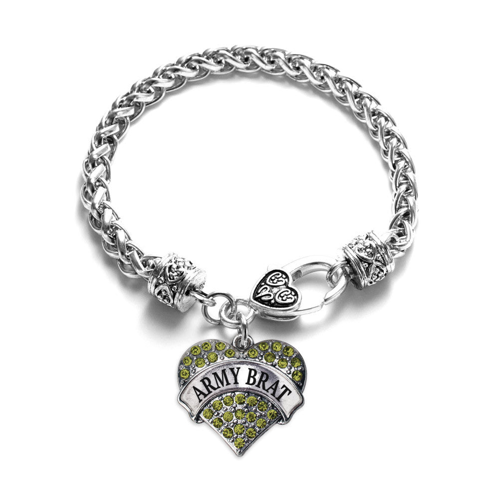 Army Brat Pave Heart Charm