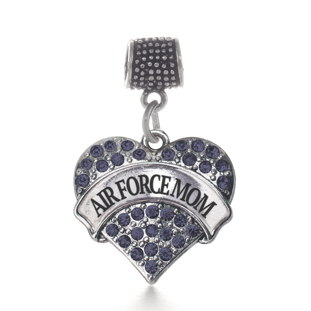 Air Force Mom Pave Heart Charm