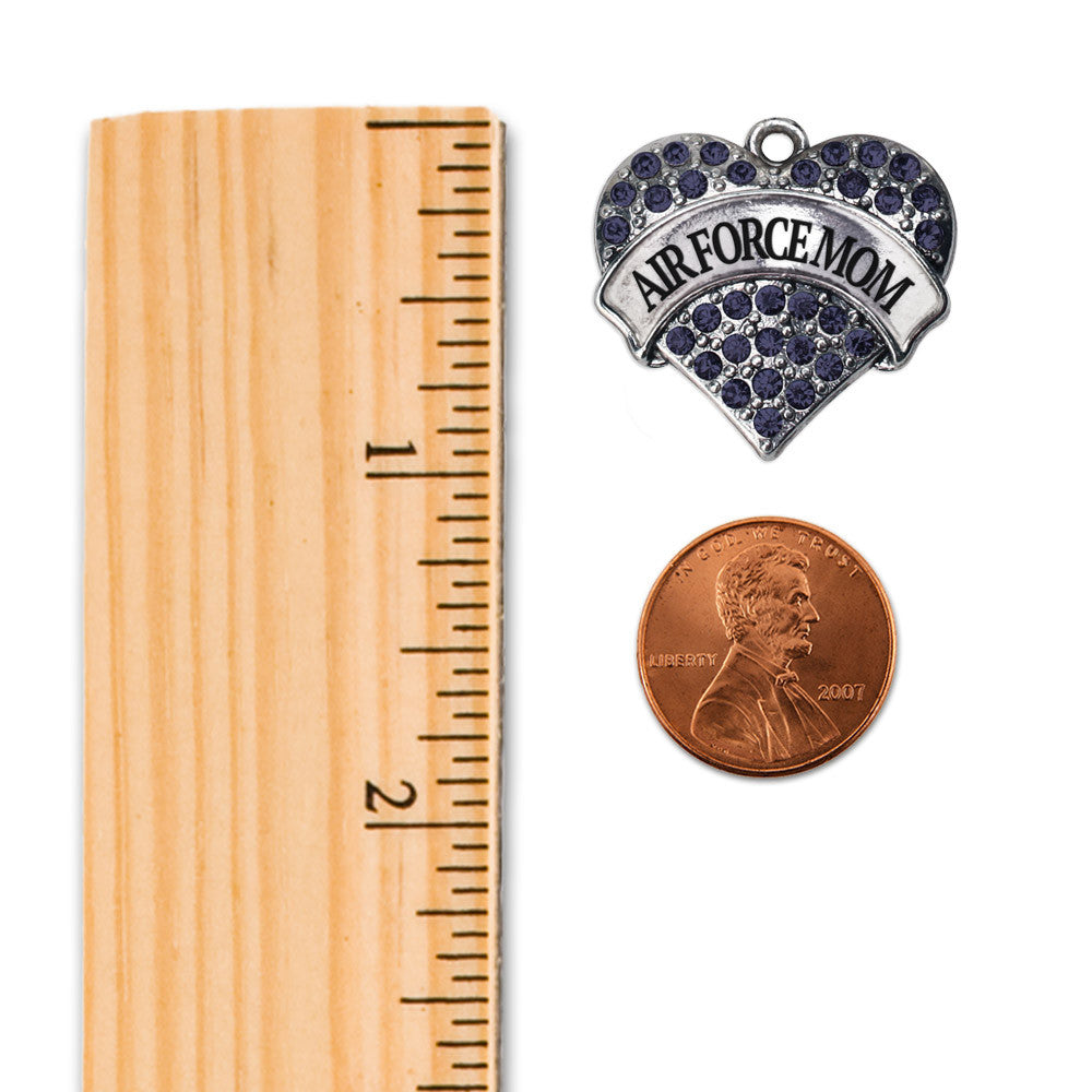 Air Force Mom Pave Heart Charm