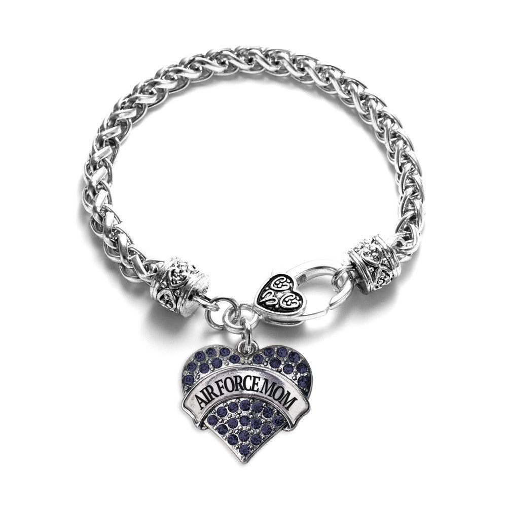 Air Force Mom Pave Heart Charm