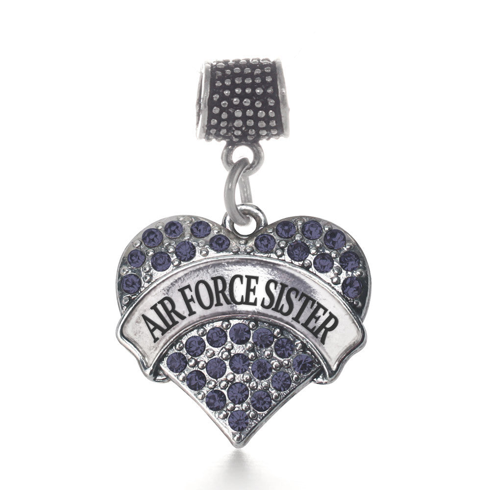 Air Force Sister Pave Heart Charm