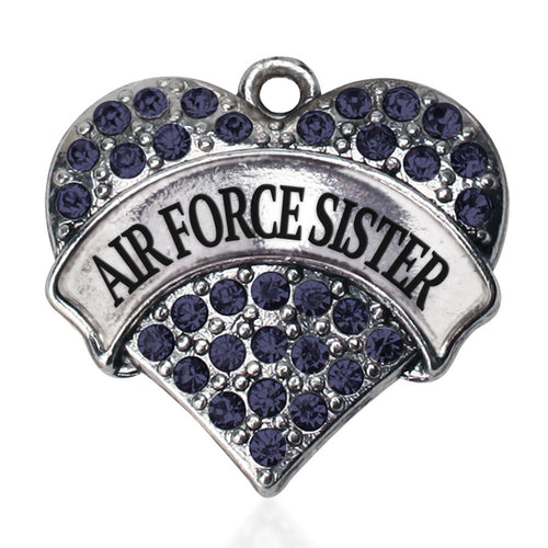 Air Force Sister Pave Heart Charm