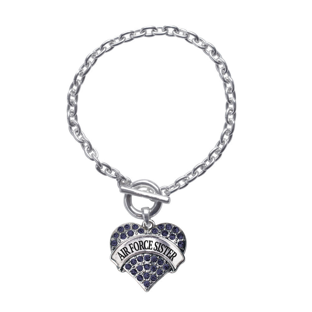Air Force Sister Pave Heart Charm
