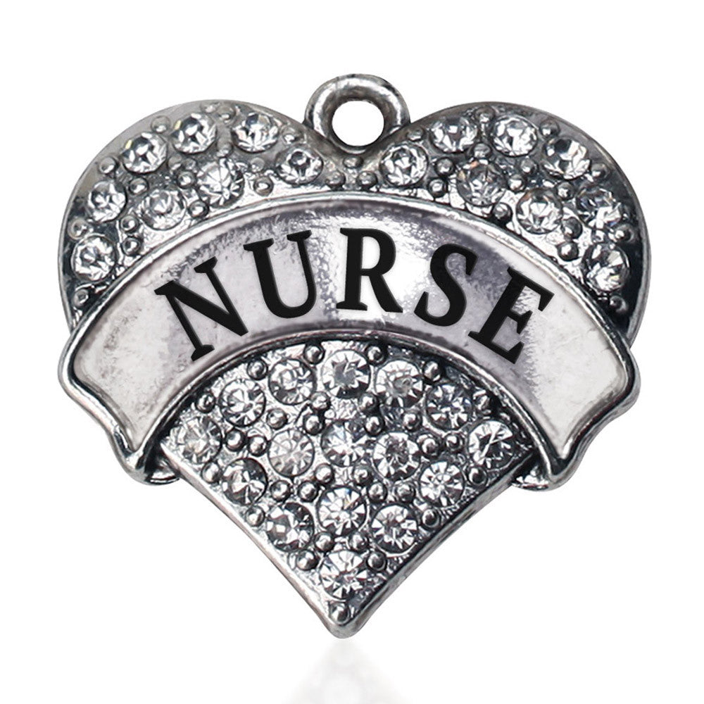 Crystal Nurse  Pave Heart Charm
