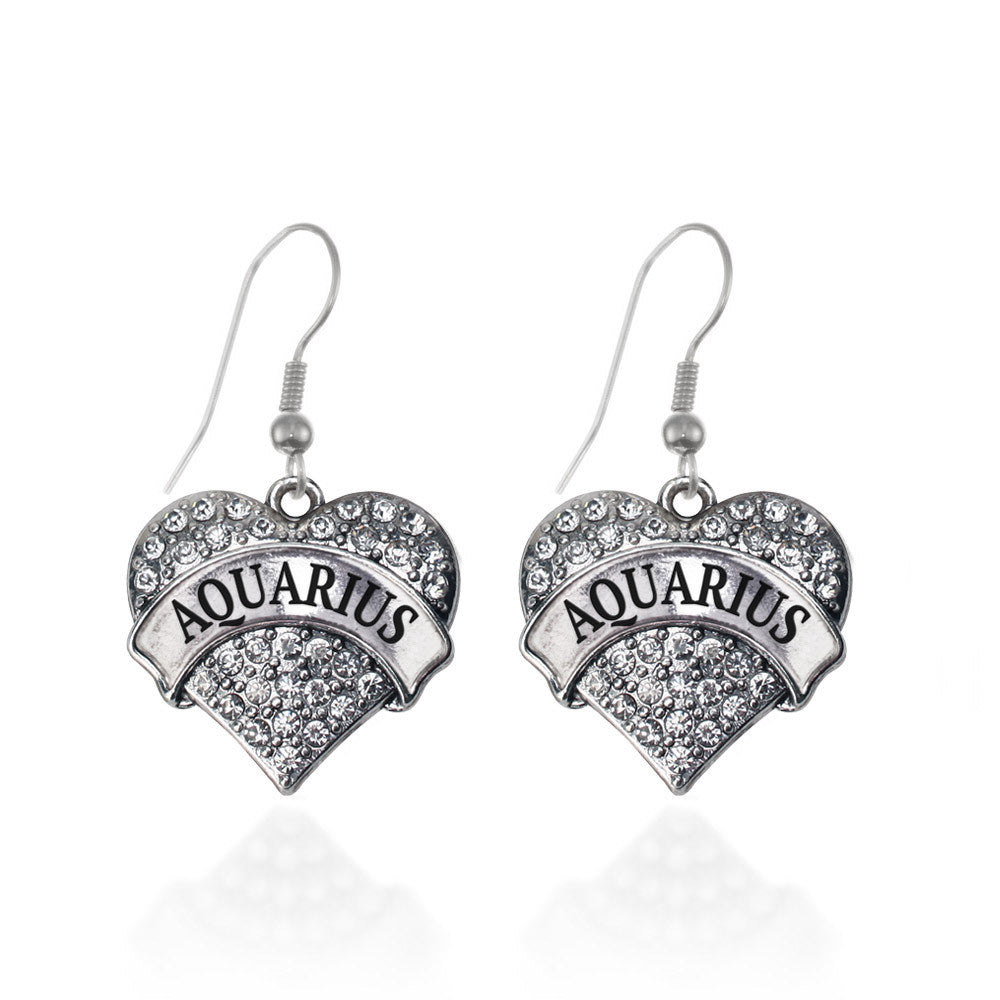 Aquarius Zodiac Pave Heart Charm