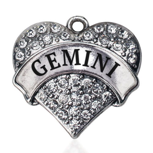 Gemini Zodiac Pave Heart Charm