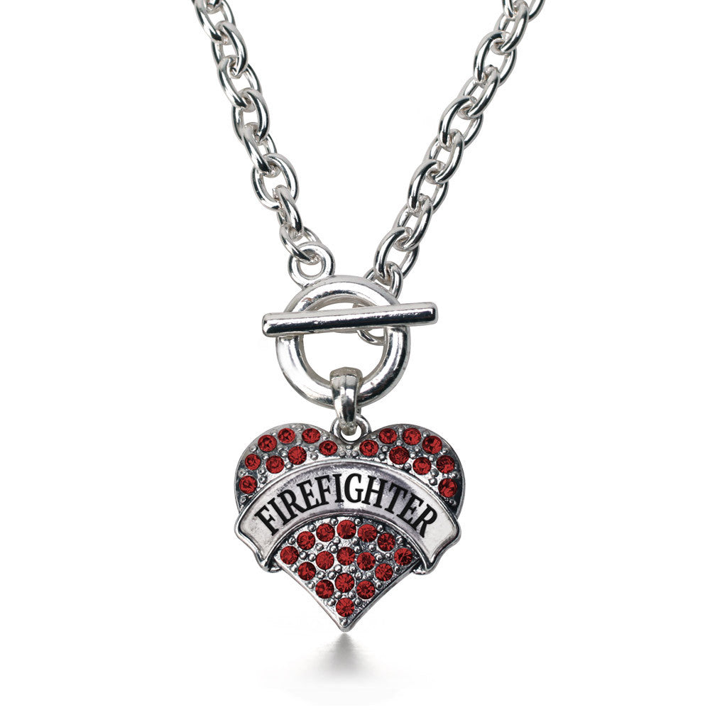 Firefighter Pave Heart Charm