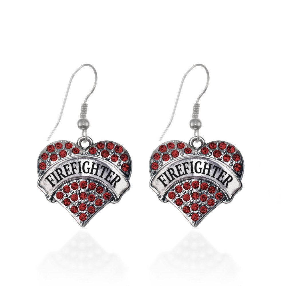 Firefighter Pave Heart Charm