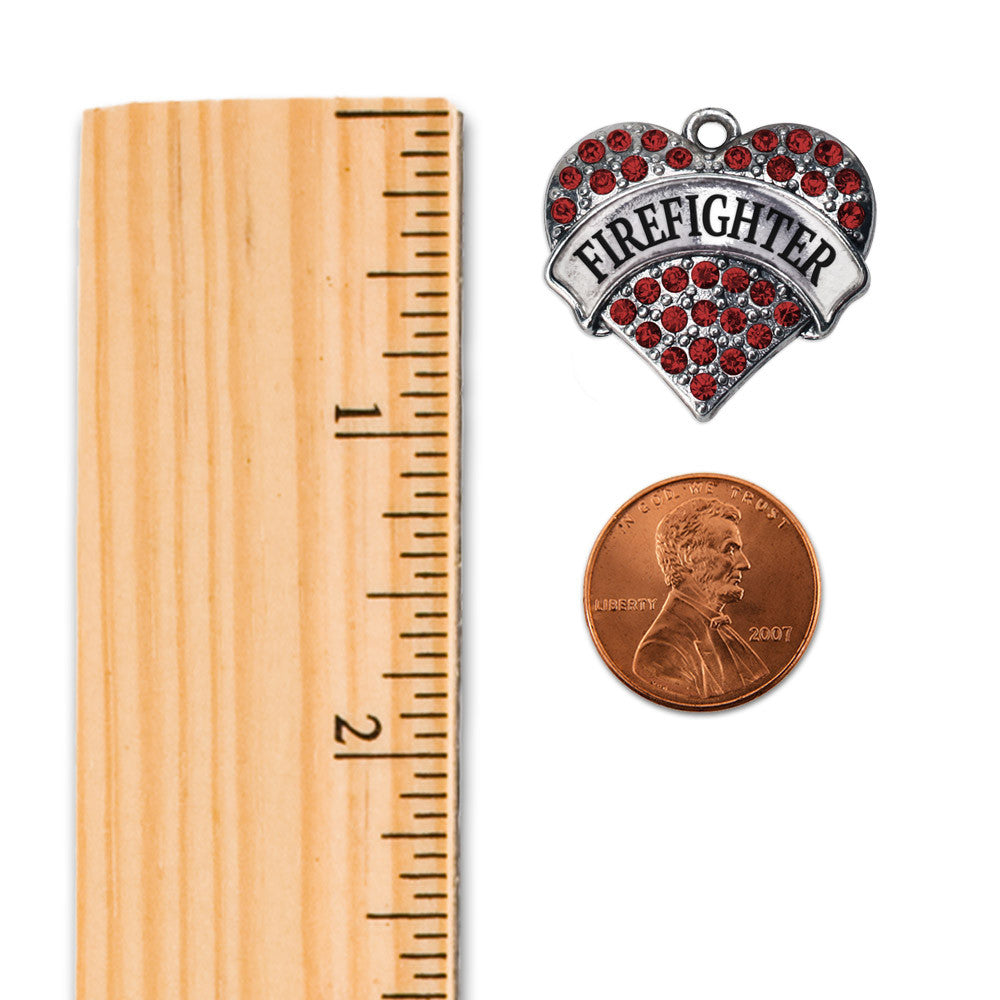 Firefighter Pave Heart Charm