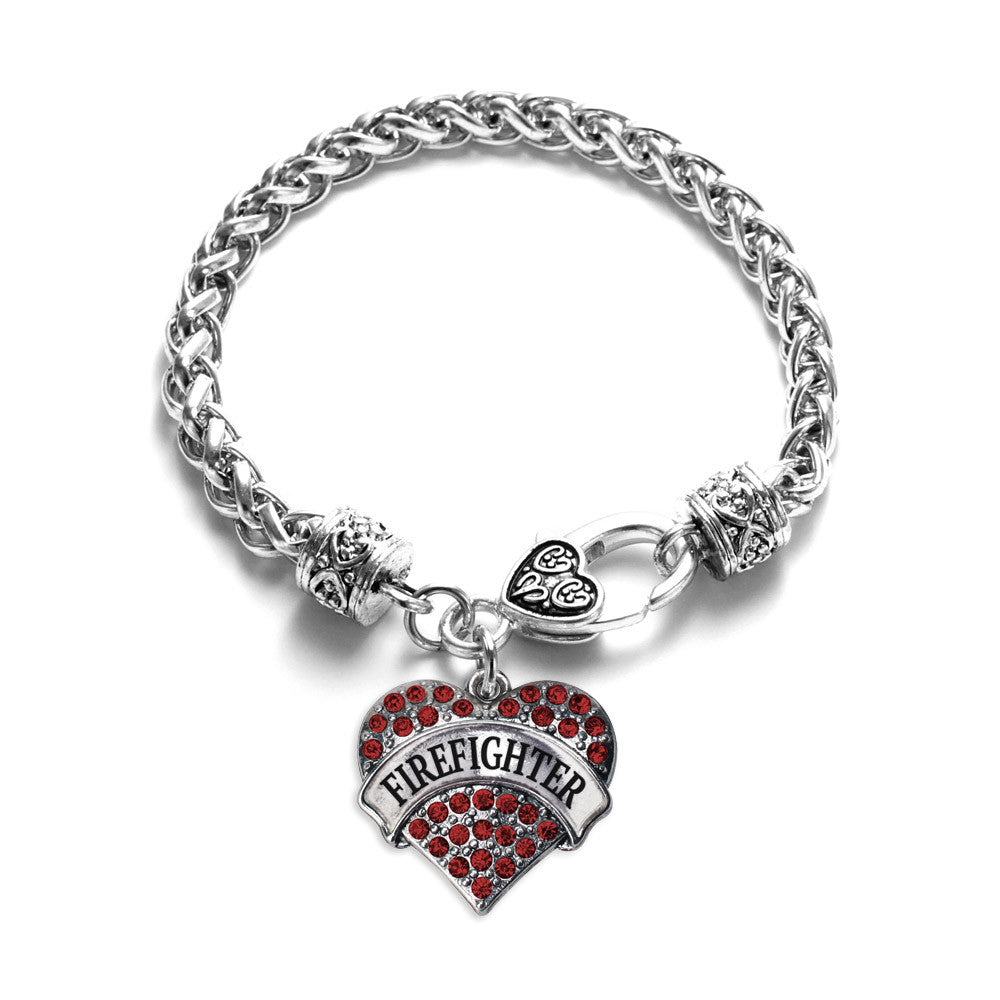 Firefighter Pave Heart Charm