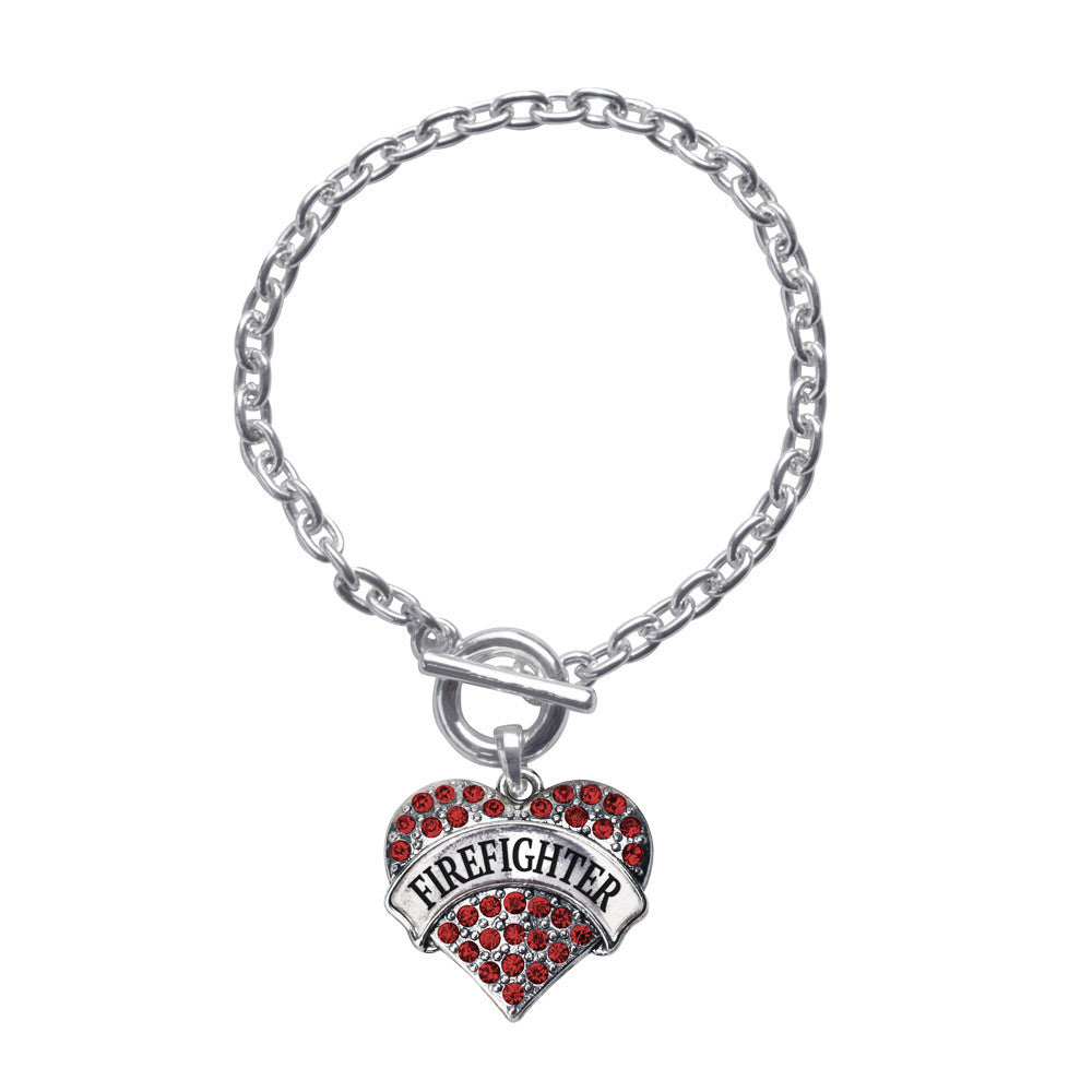 Firefighter Pave Heart Charm