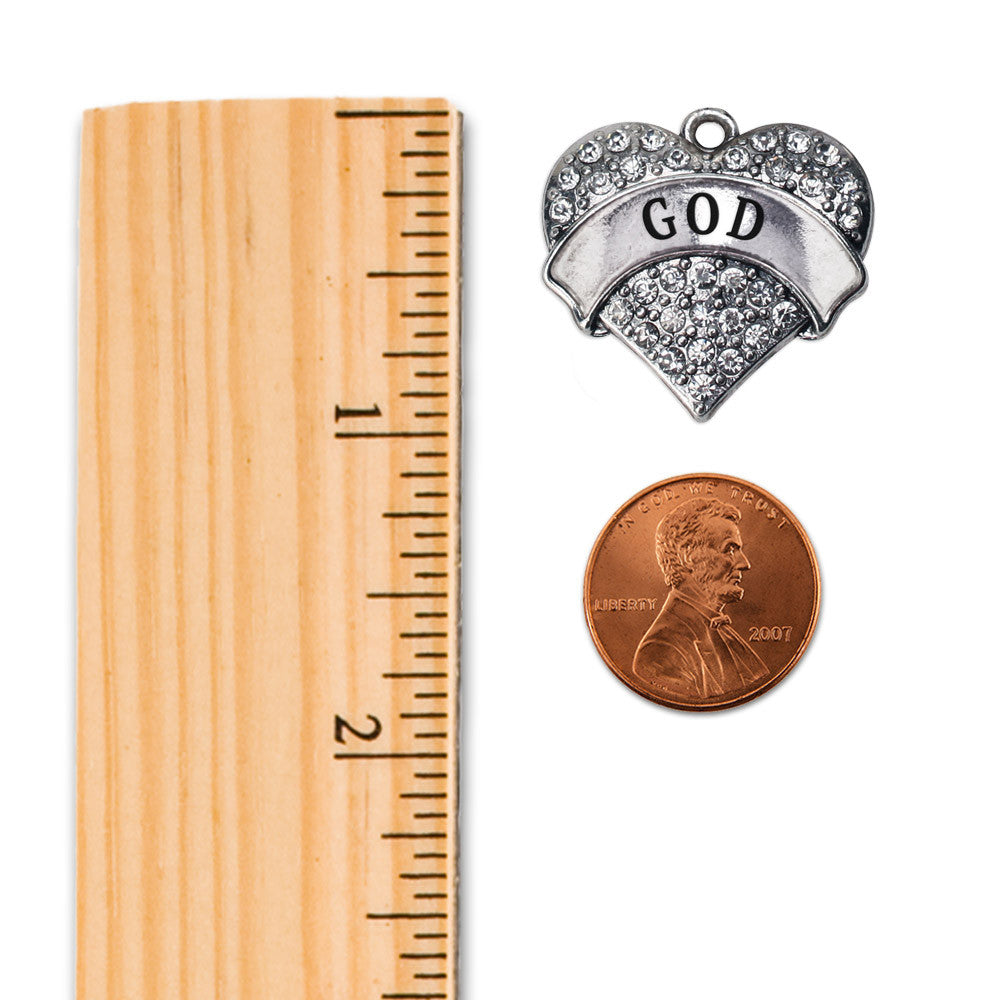 God Pave Heart Charm