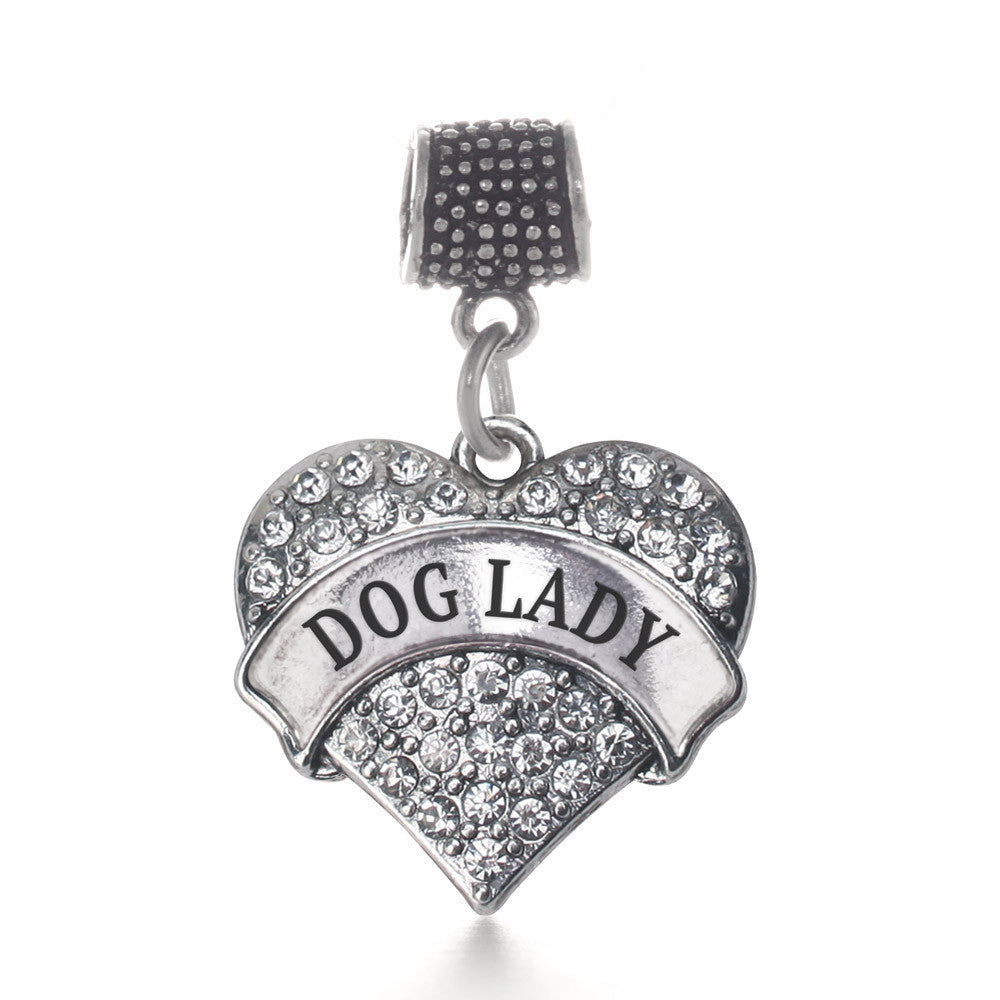Dog Lady Pave Heart Charm