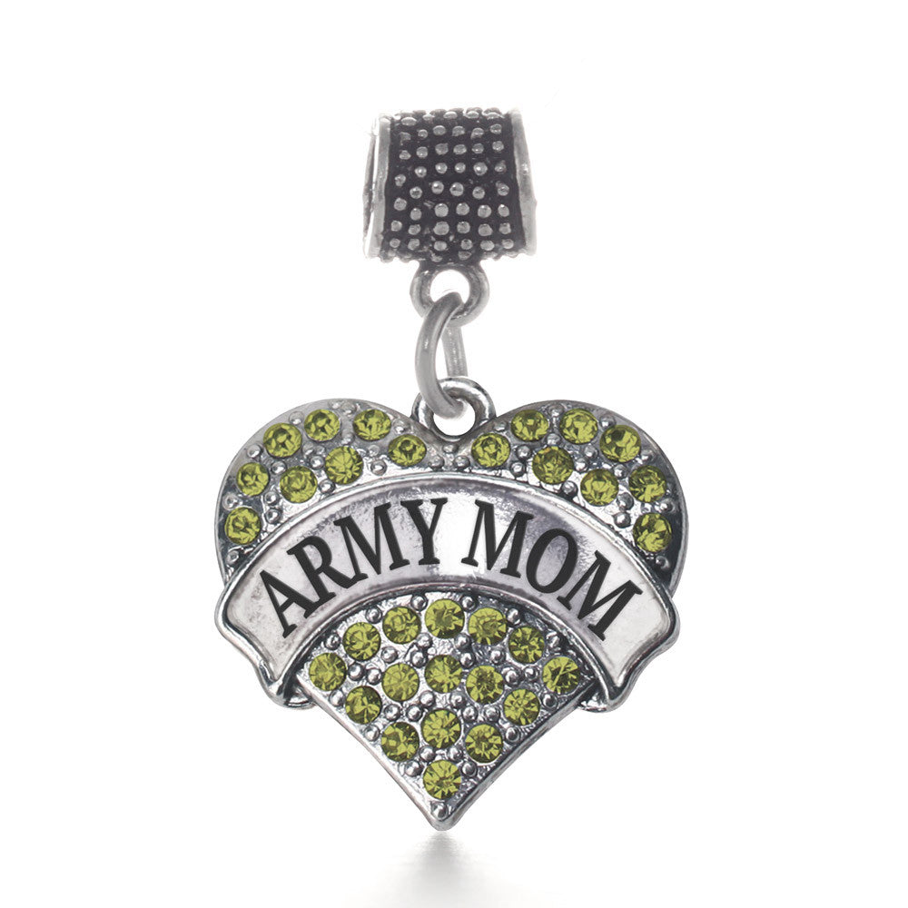 Army Mom Pave Heart Charm