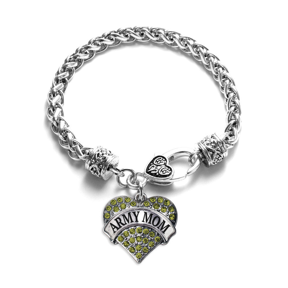 Army Mom Pave Heart Charm