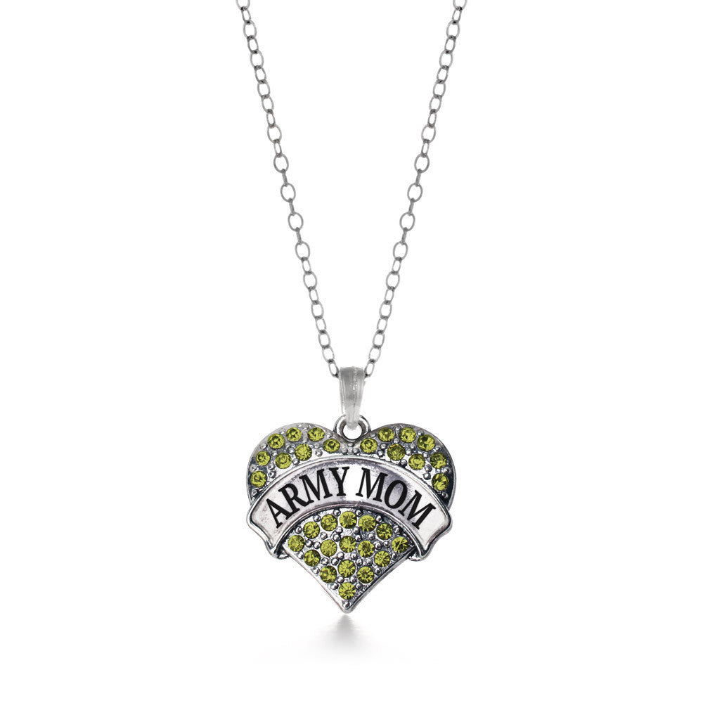 Army Mom Pave Heart Charm