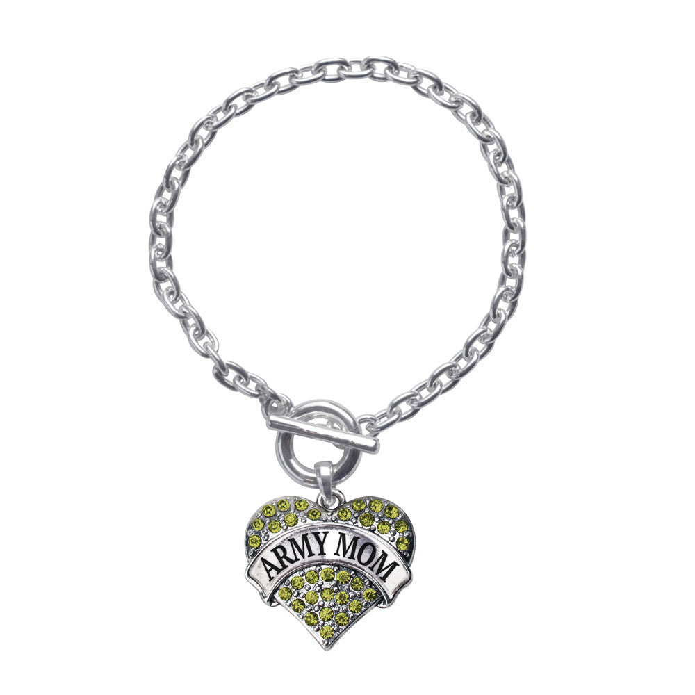 Army Mom Pave Heart Charm