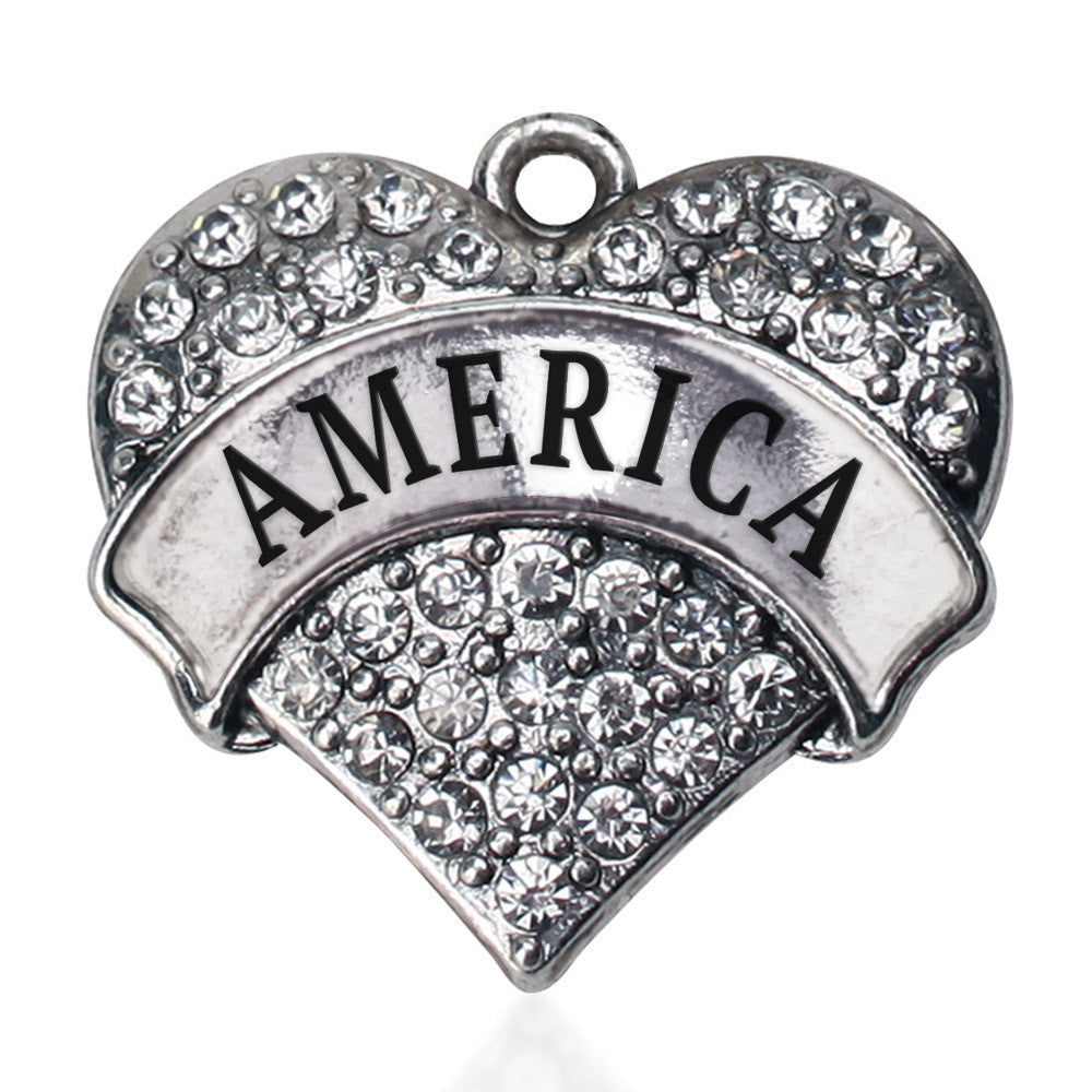 America Pave Heart Charm
