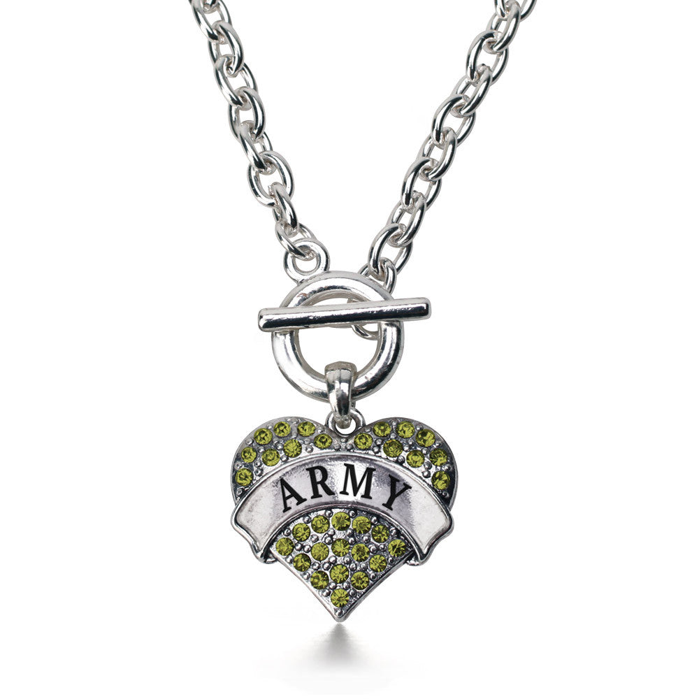 Army Pave Heart Charm
