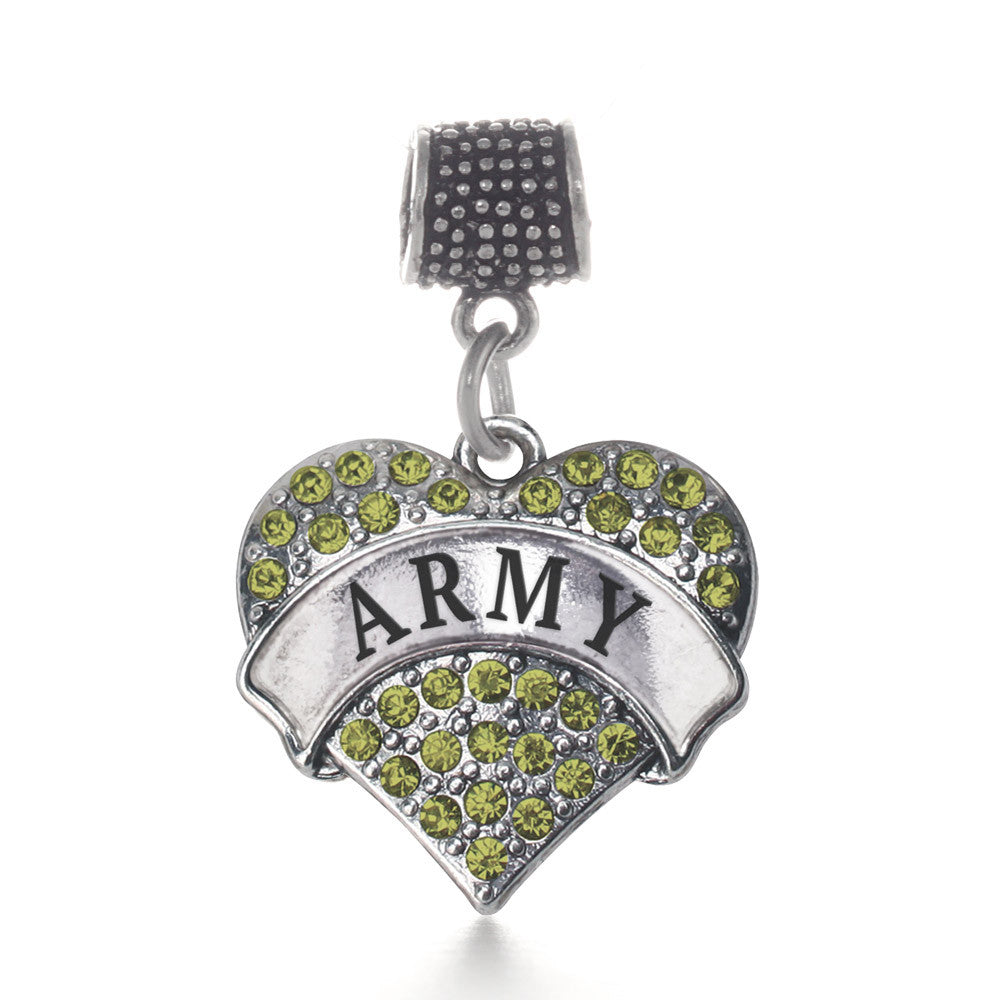 Army Pave Heart Charm