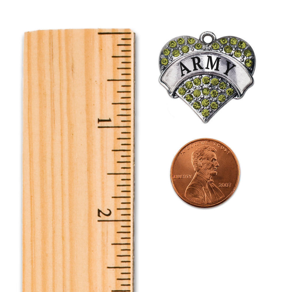 Army Pave Heart Charm
