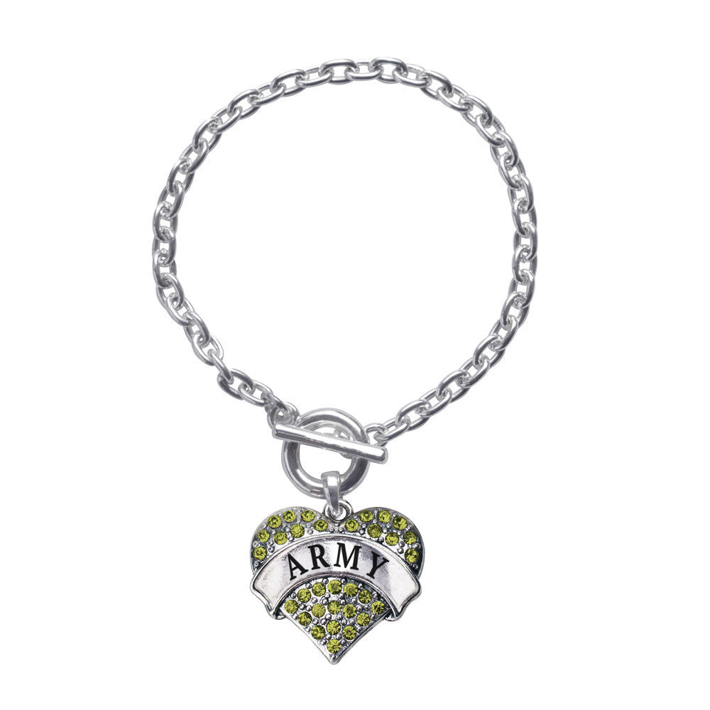 Army Pave Heart Charm