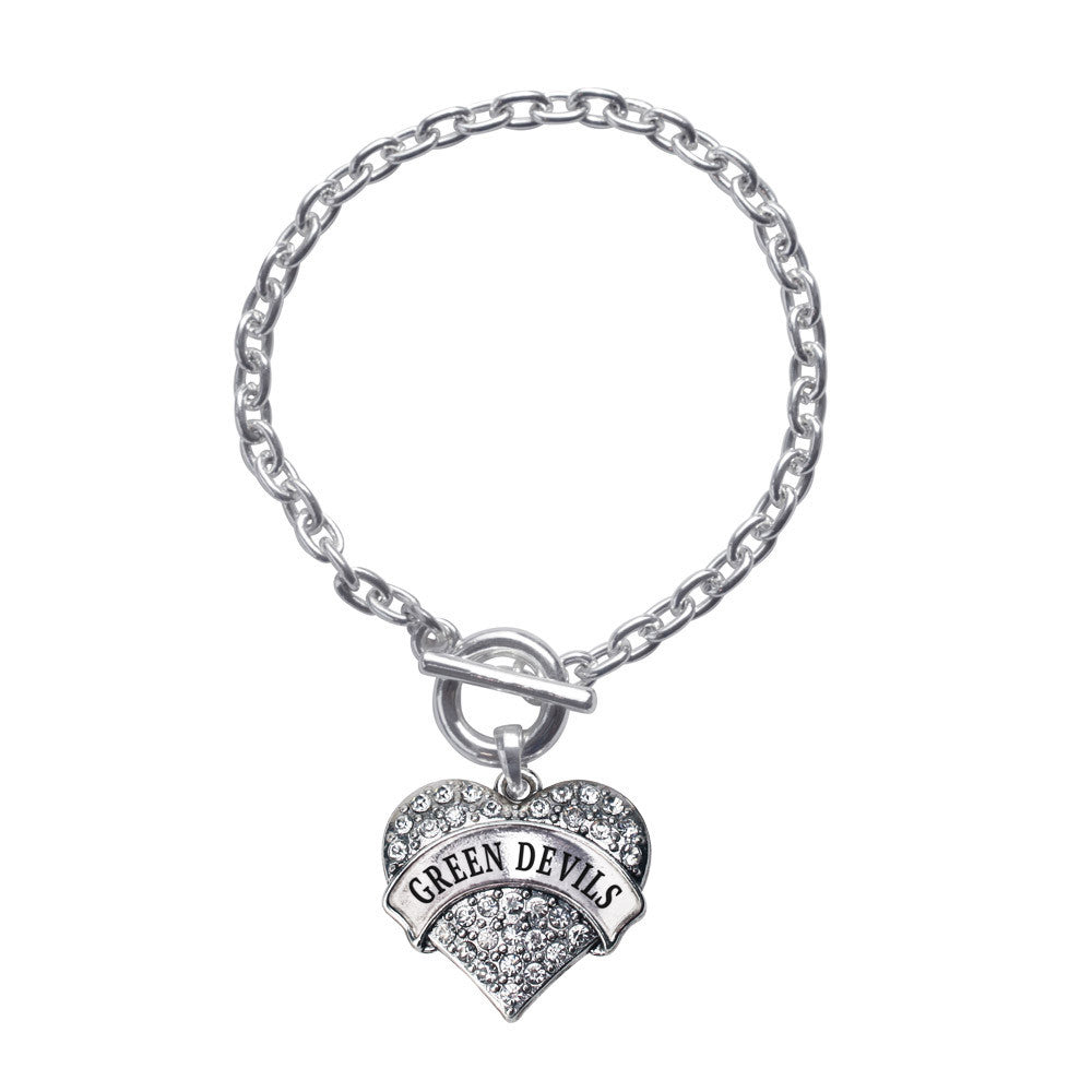 Green Devils Pave Heart Charm