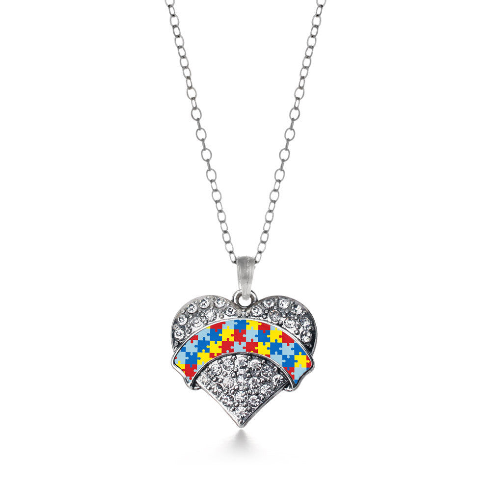 Autism Awareness Pave Heart Charm