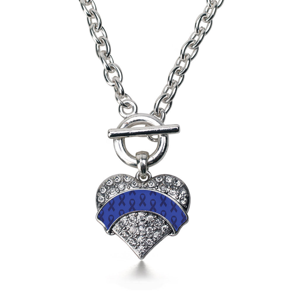Blue Ribbon Support Pave Heart Charm