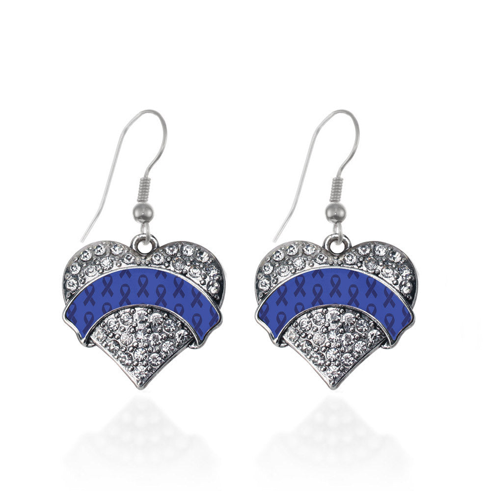 Blue Ribbon Support Pave Heart Charm