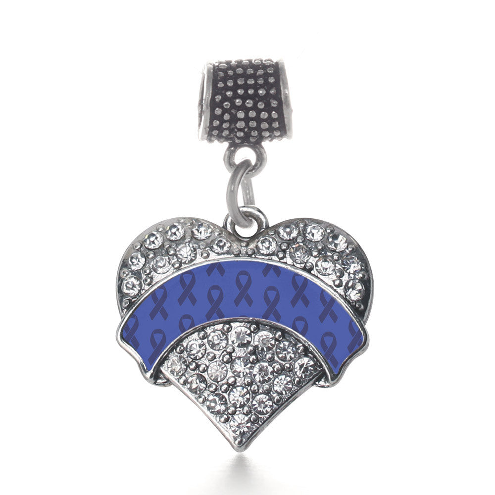 Blue Ribbon Support Pave Heart Charm